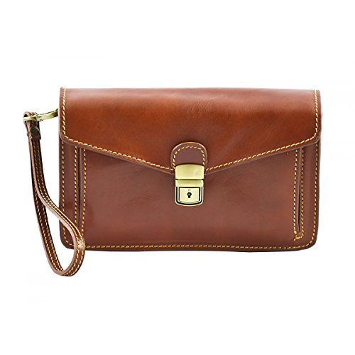 Bolso De Mano Para Hombre En Piel Verdadera Color Marrón - Peleteria Echa En Italia - Bolso Hombre Bolso De Mano Para Hombre En Piel Verdadera Color Marrón - Peleteria Echa En Italia - Bolso Hombre