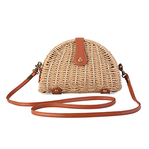 Bolso de Paja Crossbody, JOSEKO Bolso de Paja para Mujer Bolso Mimbre Bolsa de Hombro para Playa Viajar y Uso Diario Bolso de Paja Crossbody, JOSEKO Bolso de Paja para Mujer Bolso Mimbre Bolsa de Hombro para Playa Viajar y Uso Diario
