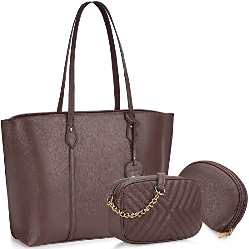 Bolso para Mujer Cuero PU Bolso de hombro Monedero 3Pcs Bolso Grande Bolso Señoras Shopper Totes para Escuela Compras Viaje Oficina Café Bolso para Mujer Cuero PU Bolso de hombro Monedero 3Pcs Bolso Grande Bolso Señoras Shopper Totes para Escuela Compras Viaje Oficina Café