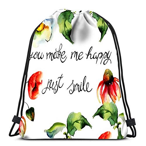 Bolsos de Cordón Mochila Original Verano s Con Título You Make Me Happy And Just Smile Travel Gym Bolsas Mochila Bolsas de Hombro Impreso