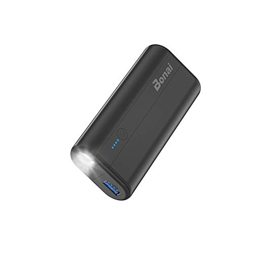 BONAI Power Bank 10000 mAh Mini Batería Externa Móvil Carga Rápida 5V/2.1A Cargador Portátil con Linterna Compatible para iPhone Xiaomi Huawei Samsung Tablets y más Dispositivos (con Micro Cable)