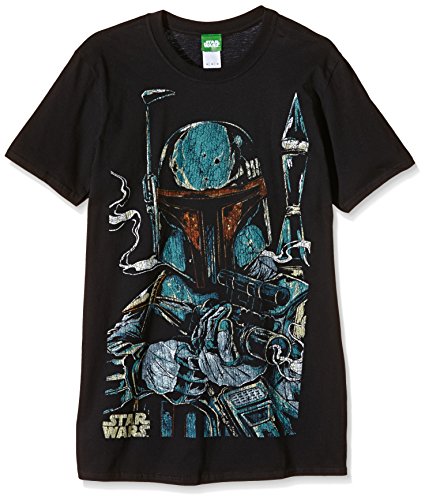 Bravado Star Wars-Boba Fett Sketch Camiseta, Negro (Schwarz 001), L para Hombre
