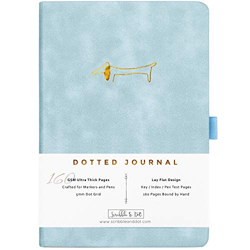 Bullet Cuaderno A5 Journal / agenda punteada - Dachshund - Papel ultra grueso de 160gsm - Agenda encuadernada a mano - Diario punteado perfecto para artistas y creadores -Inglés