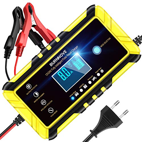 BURNNOVE Cargador de Batería Inteligente 8A 12V/24V Reparación del Cargador Batería Mantenimiento de Función Auto con Modo de Reparación LCD Altamente Compatible Batería de Plomo-Ácido BURNNOVE Cargador de Batería Inteligente 8A 12V/24V Reparación del Cargador Batería Mantenimiento de Función Auto con Modo de Reparación LCD Altamente Compatible Batería de Plomo-Ácido