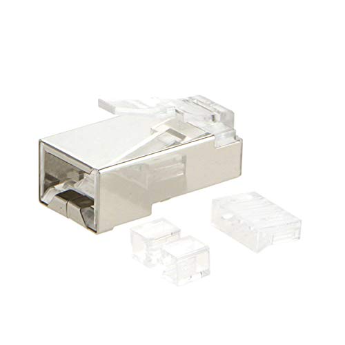 CableCreation 50-Pack Cat 6 A RJ45 Modular Plug (Traje de Tres Piezas), blindado, FTP Red Conector para Cable de Alambre sólido y estándar