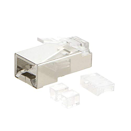 CableCreation 50-Pack Cat 6 A RJ45 Modular Plug (Traje de Tres Piezas), blindado, FTP Red Conector para Cable de Alambre sólido y estándar CableCreation 50-Pack Cat 6 A RJ45 Modular Plug (Traje de Tres Piezas), blindado, FTP Red Conector para Cable de Alambre sólido y estándar