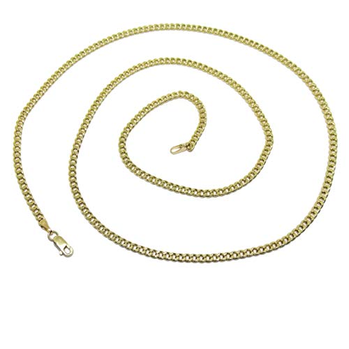 Cadena de Oro Amarillo de 18k para Hombre Tipo barbada de 3mm de Ancha y 60cm de Larga. Cierre mosquetón Cadena de Oro Amarillo de 18k para Hombre Tipo barbada de 3mm de Ancha y 60cm de Larga. Cierre mosquetón
