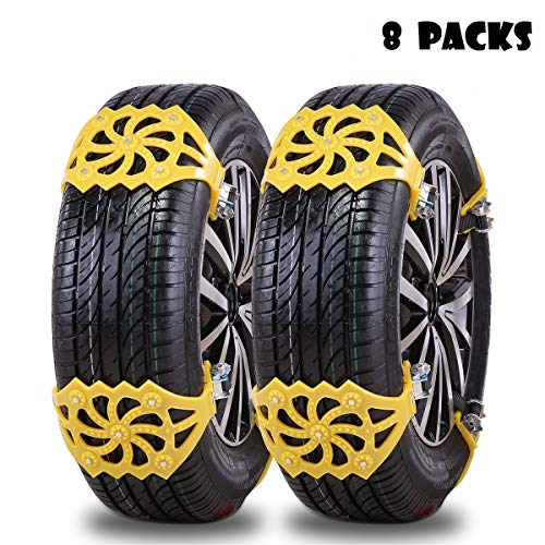 Cadenas de Nieve,Qomolo 8 Piezas Universal Invierno Antideslizantes Cadenas Coche Adapta para Los SUV Camión con Guantes y Herramientas de Instalación,Ajustar Ancho del Neumático forma 165mm-275mm(O1) Cadenas de Nieve,Qomolo 8 Piezas Universal Invierno Antideslizantes Cadenas Coche Adapta para Los SUV Camión con Guantes y Herramientas de Instalación,Ajustar Ancho del Neumático forma 165mm-275mm(O1)