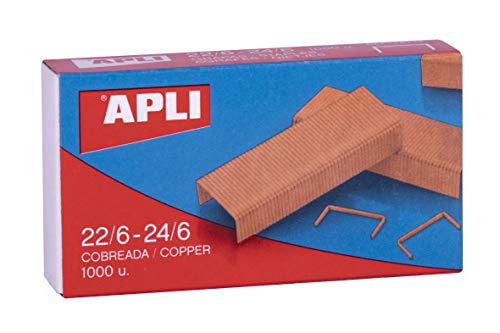 Caja de 1000 Grapas Cobreadas 22-24/6 Apli 18142 Caja de 1000 Grapas Cobreadas 22-24/6 Apli 18142