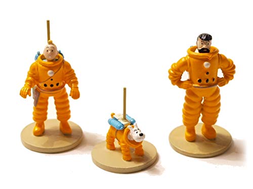 Caja de 3 minifiguras, Tintin, se ha comercializado en la Luna, Hergé. Moulinsart.