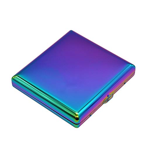 Caja de cigarrillos de hojalata 2P para hombre, elegante, color azul hielo, arcoíris colorido, caja de tabaco para 20 cigarrillos de capacidad Caja de cigarrillos de hojalata 2P para hombre, elegante, color azul hielo, arcoíris colorido, caja de tabaco para 20 cigarrillos de capacidad