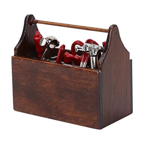 Caja de herramientas de la casa de muñecas con herramientas, caja de herramientas en miniatura Modelo de caja de herramientas de madera para escala 1/12 Accesorios de la casa de muñecas Muñeca Niños N Caja de herramientas de la casa de muñecas con herramientas, caja de herramientas en miniatura Modelo de caja de herramientas de madera para escala 1/12 Accesorios de la casa de muñecas Muñeca Niños N