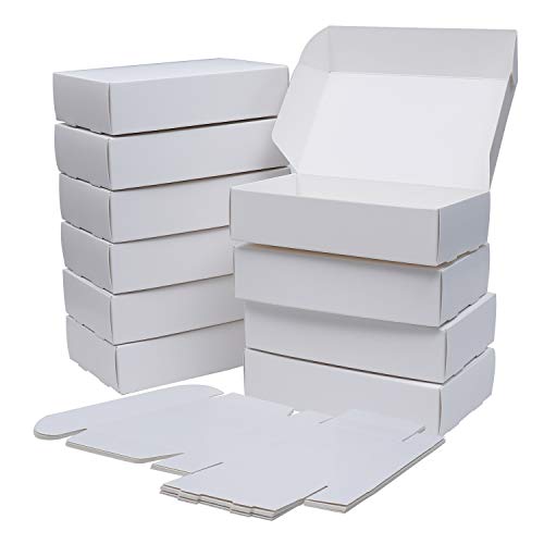 Cajas Cartón kraft Blancas (Pack de 50) - Cajas Regalo Cartón (19 x 11,1 x 4,6cm) - Cajas para Chocolates, Regalos, Tartas/Pastelería – Fiesta, Festivales y Bodas - Cajas Planas Auto Ensamblado