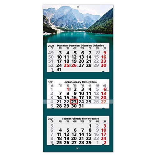 Calendario 2021 vista 3 meses Montañas I Calendario de pared tres meses I 33 x 70 cm I Multilingüe DE/EN/FR/ES I Con indicador de fecha I tr_030 Calendario 2021 vista 3 meses Montañas I Calendario de pared tres meses I 33 x 70 cm I Multilingüe DE/EN/FR/ES I Con indicador de fecha I tr_030