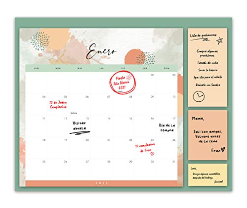 Calendario Familiar 2021 – Vista Mensual, Planificador Familiar con 3 Notas Adhesivas – para la Pared o la Nevera, para Casa o como Organizador de Cocina – a Diciembre de 2021, 30x40 cm Calendario Familiar 2021 – Vista Mensual, Planificador Familiar con 3 Notas Adhesivas – para la Pared o la Nevera, para Casa o como Organizador de Cocina – a Diciembre de 2021, 30x40 cm