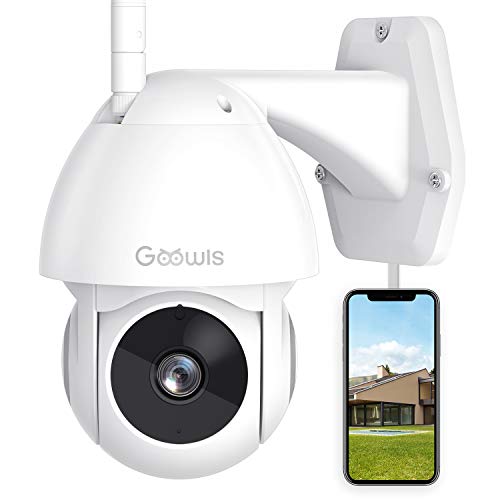 Cámara de Vigilancia Exterior, Goowls Cámara IP WiFi 1080p HD con Vista panorámica/inclinación de 360 ​​° IP65 a Prueba de Agua, Visión Nocturna, Detección de Movimiento, Audio Bidireccional