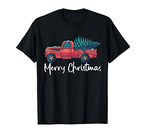 Camión de Navidad Vagón rojo Árbol de Navidad en el coche Camiseta