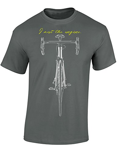 Camiseta de Bicileta: I Am The Engine - Regalo Ciclistas - Bici - BTT - MTB - BMX - Mountain-Bike - Regalos Deporte - Camisetas Divertida-s - Ciclista - Retro - Fixie Shirt (L)
