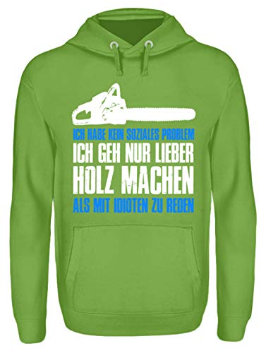 Camiseta de madera para leñadores/motosierra/árbol/bosque/sierra/jersey/chaqueta/granjero/unisex con capucha verde lima XXL