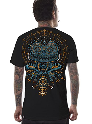 Camiseta Negra Serigrafiada con Sapo en Trance hipnotico - Ropa Urbana para Hombre, Talla M Camiseta Negra Serigrafiada con Sapo en Trance hipnotico - Ropa Urbana para Hombre, Talla M