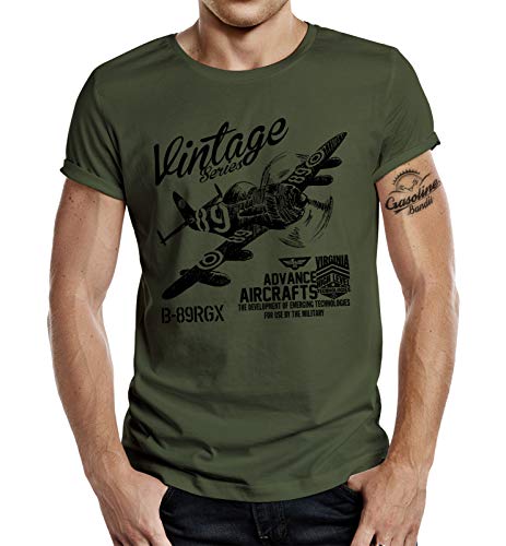 Camiseta para Airborne Racing US-Airforce Fans: Vintage Air verde oliva L