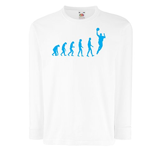 Camisetas de Manga Larga para Niño evolución de Baloncesto - Canasta de la Calle, me Encanta Este Juego, Gran Fan de Regalo (3-4 Years Blanco Azul)