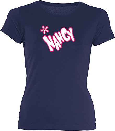 Camisetas EGB Camiseta Chica Nancy ochenteras 80´s Retro (XL, Marino)