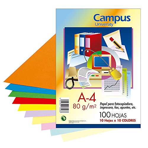 Campus University XL Paper - Papel color, paquete 100 hojas, A4, surtidos