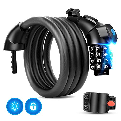 Candado de Bicicleta, MTB Seguridad Candado de Cable Mejor Combinación con Flexible Montaje Cable Bloqueo antirrobo Alta Seguridad para la Bicicleta al Aire Libre 150cm X12mm Candado de Bicicleta, MTB Seguridad Candado de Cable Mejor Combinación con Flexible Montaje Cable Bloqueo antirrobo Alta Seguridad para la Bicicleta al Aire Libre 150cm X12mm