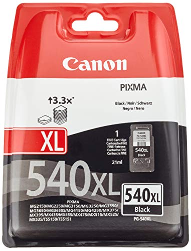 Canon PG-540XL Cartucho de tinta original para Impresora de Inyeccion Pixma, Negro XL