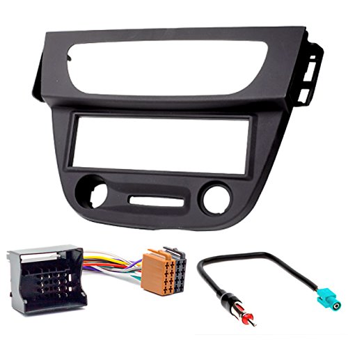 Carav - Juego de embellecedor de radio para instalar en salpicadero de coche 1-DIN 11-152-27-7 + ISO y cable adaptador de antena