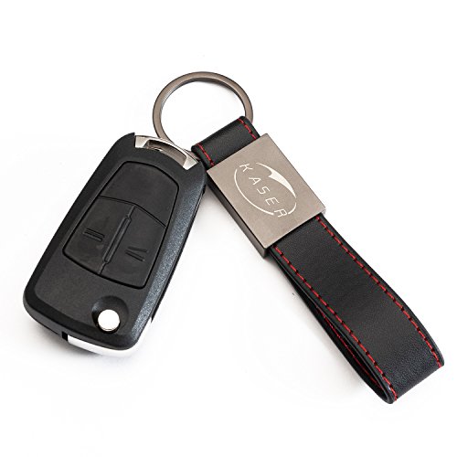 Carcasa Funda Llave Remoto Mando 2 Botones para Opel Vectra Astra Tigra Corsa con Llavero de Cuero KASER Carcasa Funda Llave Remoto Mando 2 Botones para Opel Vectra Astra Tigra Corsa con Llavero de Cuero KASER