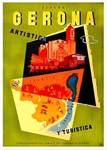 Cartel de metal con diseño de Gerona España de viaje, 20,3 x 30,4 cm, estilo retro, para casa, bar, bar, cafetería, oficina, decoración de pared Cartel de metal con diseño de Gerona España de viaje, 20,3 x 30,4 cm, estilo retro, para casa, bar, bar, cafetería, oficina, decoración de pared
