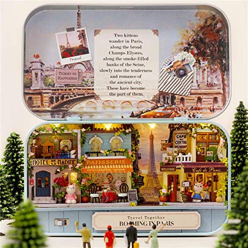 Casas de Muñecas DIY Dollhouse Kit, 3D Casas para mini muñecas de madera Juguetes ensamblados Caja de teatro Casa en miniatura con muebles y luz led para niños Regalo de cumpleaños de Navidad -C Casas de Muñecas DIY Dollhouse Kit, 3D Casas para mini muñecas de madera Juguetes ensamblados Caja de teatro Casa en miniatura con muebles y luz led para niños Regalo de cumpleaños de Navidad -C