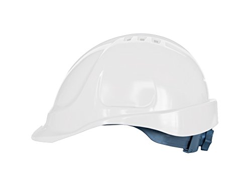 Casco de protección con cinta de sujeción, tamaño ajustable, EN397, color blanco Casco de protección con cinta de sujeción, tamaño ajustable, EN397, color blanco