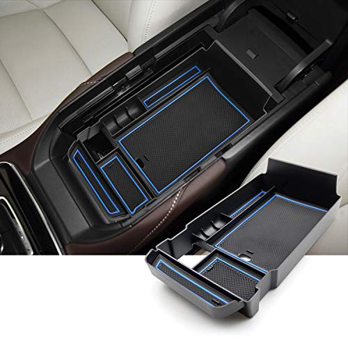 CDEFG para Mazda3 CX-30 CX30 Caja de almacenamiento Consola Central Apoyabrazos Caja del coche Interior Center Armrest Storage Box Con Tapete Antideslizante Accesorios Interiores del coche (Azul)