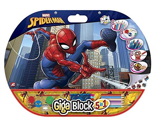 Cefa Toys- Libro Pegatinas para Pintar GIGA Block Spiderman 5 EN 1, Multicolor (21812)