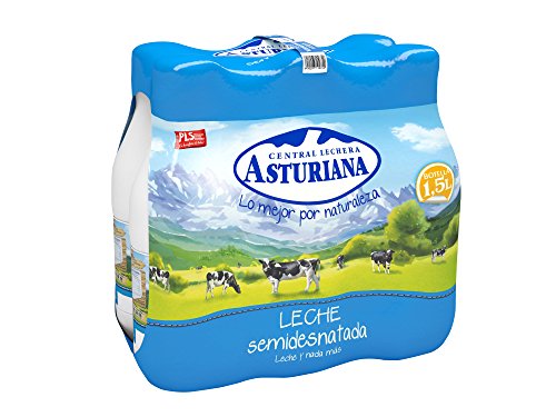 Central Lechera Asturiana - Leche Semidesnatada Botella 1,5L (Pack 6)
