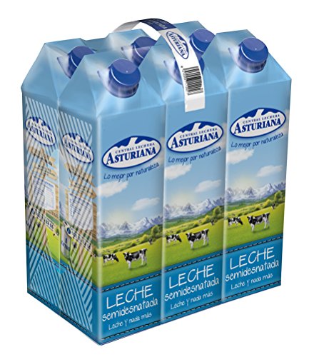 Central Lechera Asturiana - Leche Semidesnatada Brik 1L (Pack 6)