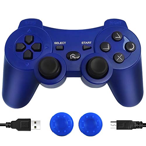 CFORWARD PS3 Controller, Joystick remoto de seis ejes de vibración inalámbrico Bluetooth Gamepad para Playstation 3 con cable de carga