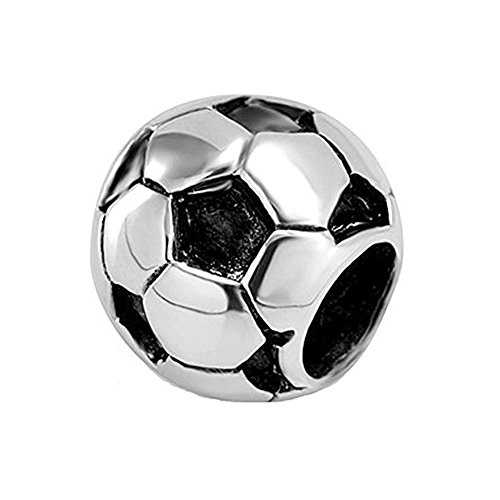 Charm de fútbol de plata esterlina 925 encanto de cumpleaños del encanto del deporte para la pulsera del encanto de Pandora (fútbol)