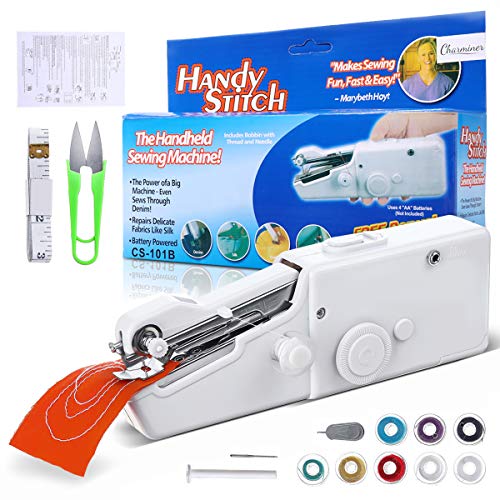 Charminer Mini máquina de coser, mini máquina de coser portátil eléctrica de mano máquina de coser rápida y manejable adecuada para ropa de tela, cortinas, DIY hogar y uso de viaje (blanco) Charminer Mini máquina de coser, mini máquina de coser portátil eléctrica de mano máquina de coser rápida y manejable adecuada para ropa de tela, cortinas, DIY hogar y uso de viaje (blanco)
