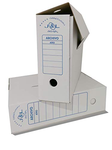 Chely Intermarket, Caja de archivadores cartón montaje automático, Pack de 24 unidades.Tamaño para A4. Ideal para conservar, documentos, facturas y dossier.(53501-A4-3,7)