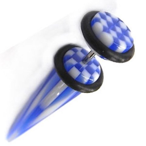 Chic-Net Fake Piercing Expansores puntas de tablero de ajedrez azul tramo de barra de extensión barra recta Unisex Stud Pendientes Chic-Net Fake Piercing Expansores puntas de tablero de ajedrez azul tramo de barra de extensión barra recta Unisex Stud Pendientes