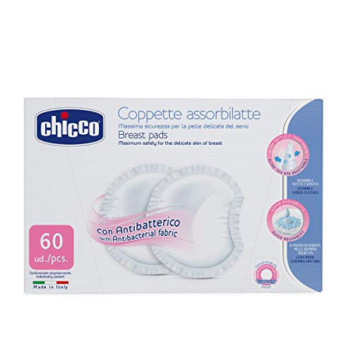 Chicco - Discos absorbentes de lactancia, evita irritaciones, grietas o mastitis, 60 unidades Chicco - Discos absorbentes de lactancia, evita irritaciones, grietas o mastitis, 60 unidades