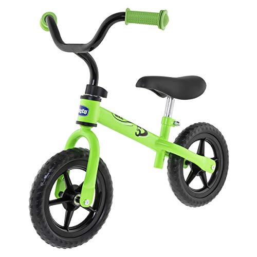 Chicco First Bike - Bicicleta Sin Pedales Con Sillín y Manillar Regulable, Ruedas Anti - Pinchazos, Metal Ligero, Color Verde Green Rocket, 2-5 Años