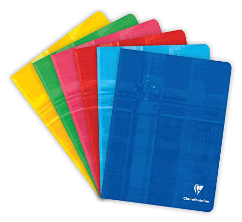 Clairefontaine 63741C - Lote de 10 Cuadernos grapados A5 MAXI rayado francés (Séyès) de 96 páginas, colores surtidos