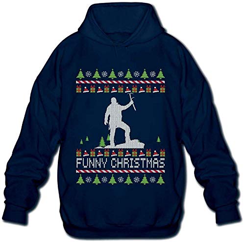 Climber with Ice Axe Funny Christmas Men's Funny Hooded Sweatshirt Hoodie