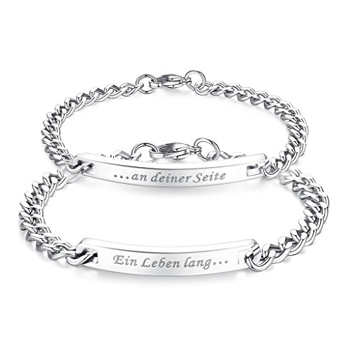 coai® Pulsera de acero inoxidable con diseño de pareja de Seite/EIN Leben Lang
