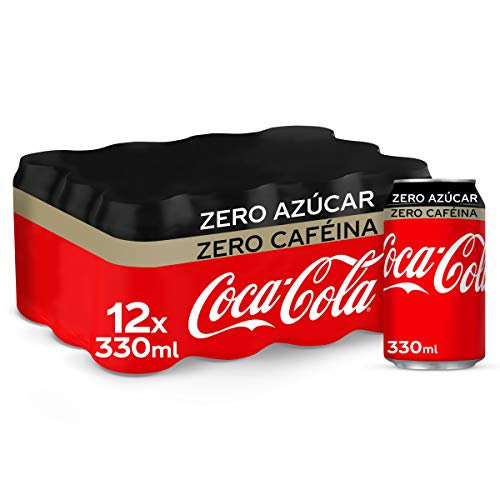 Coca-Cola Zero Azúcar Zero Cafeína - Refresco de cola sin azúcar, sin calorías, sin cafeína - Pack 12 latas 330 ml